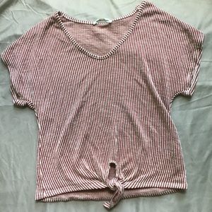 red and white striped tie front top